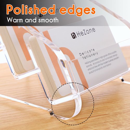 HeZone Acrylic Business Card Holder Display for Women and Men 3 slots 3 Tier ,Clear Cards Stand for Desk -Slots That Tilt Back to Prevent Business cards from(3 Slot-H)