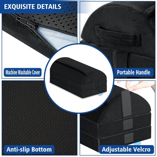 KAYFIA Foot Rest for Under Desk at Work XXL(20in) with 3 Adjustable Heights，Foot Stool with Supportive Gel Foam, Warmer Feet Pocket Footrest for Office Gaming Chair, for Leg Support -Black