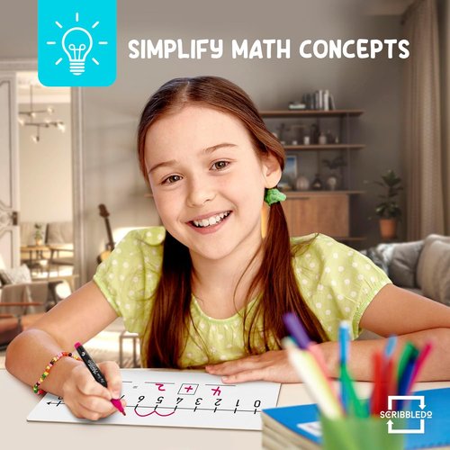 SCRIBBLEDO Dry Erase Number Line Board - Double-Sided 4”x12” Whiteboard for Math Learning | 0-10 & 0-20 Number Lines