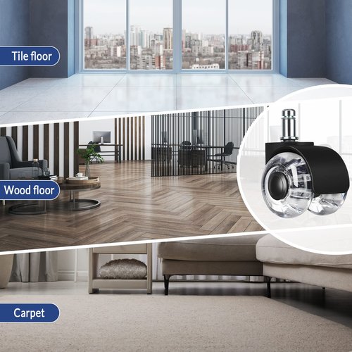 BBTO 20 Pcs Office Chair Wheels Replacement Bulk 2 Inch Swivel Heavy Duty Caster Wheels Rolling Desk Chair Casters Quiet for Hardwood Floors and Carpets, Easy Installation and Universal Fit