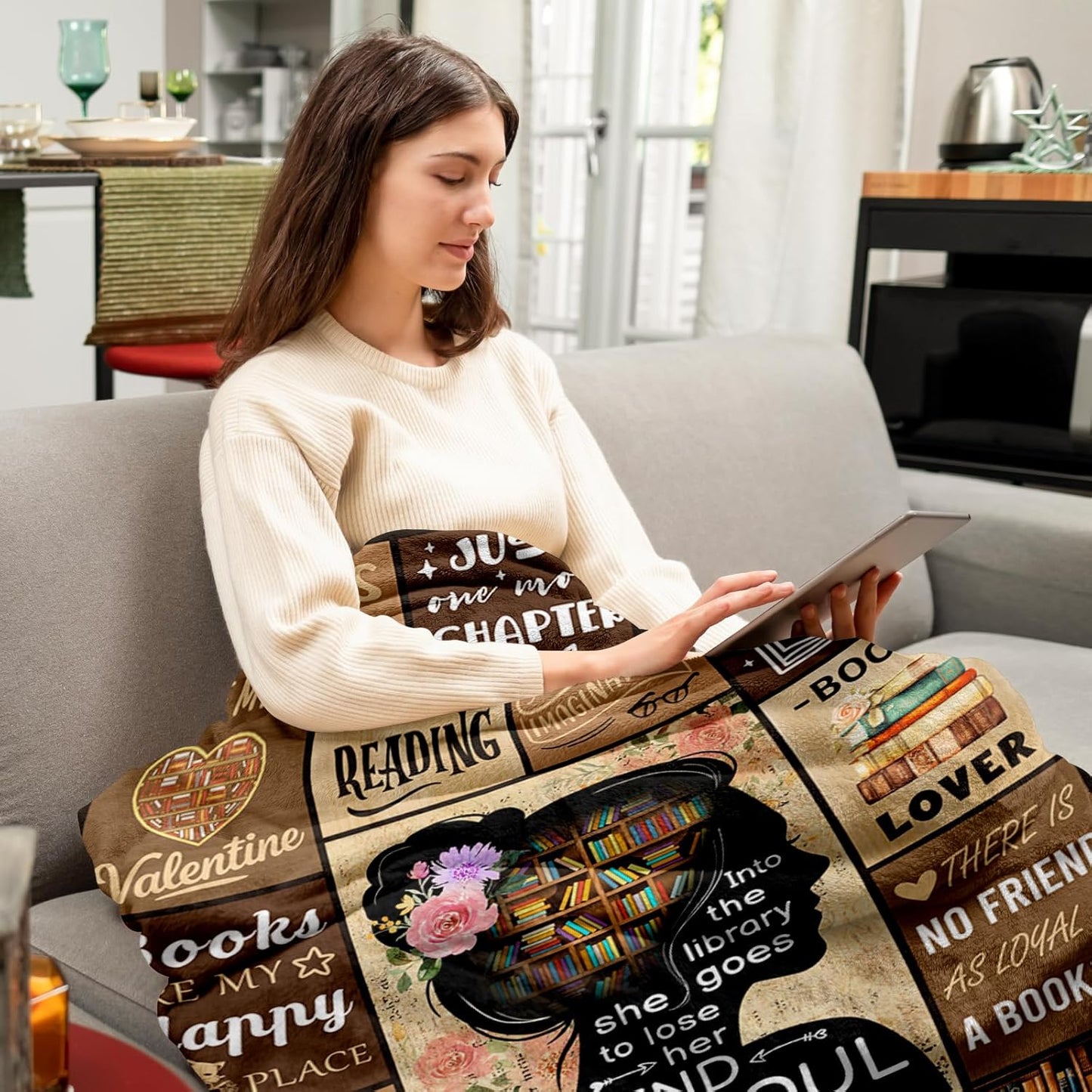 Skiennix Book Lovers Blanket | Cozy Gift for Women & Girls | 50" x 60" Reading Accessory