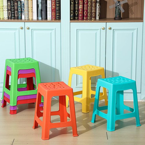 Leinuosen 6 Pcs Plastic Stool for Classroom 18 Inch Stackable School Stools Modern Portable Nesting Chair for Kids Students Classroom School Home Office (Bright)