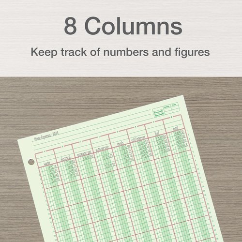Adams Columnar Analysis Pad, 8 Column Ledger, 8.5" x 11", 100 Pages (50 Sheets), Green, 3 Hole Punch, for Accounting, Bookkeeping & Data (ACP85118)