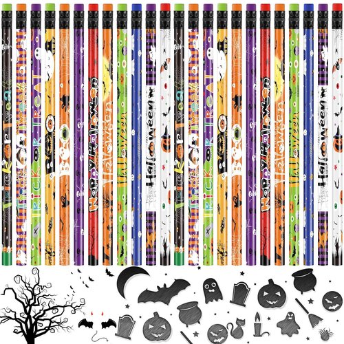Pajean 540 Pcs Halloween Pencils Bulk Pumpkin Ghost Wooden Pencils with Eraser Trick or Treat Pen Class Reward Gift for Halloween Supplies Favors