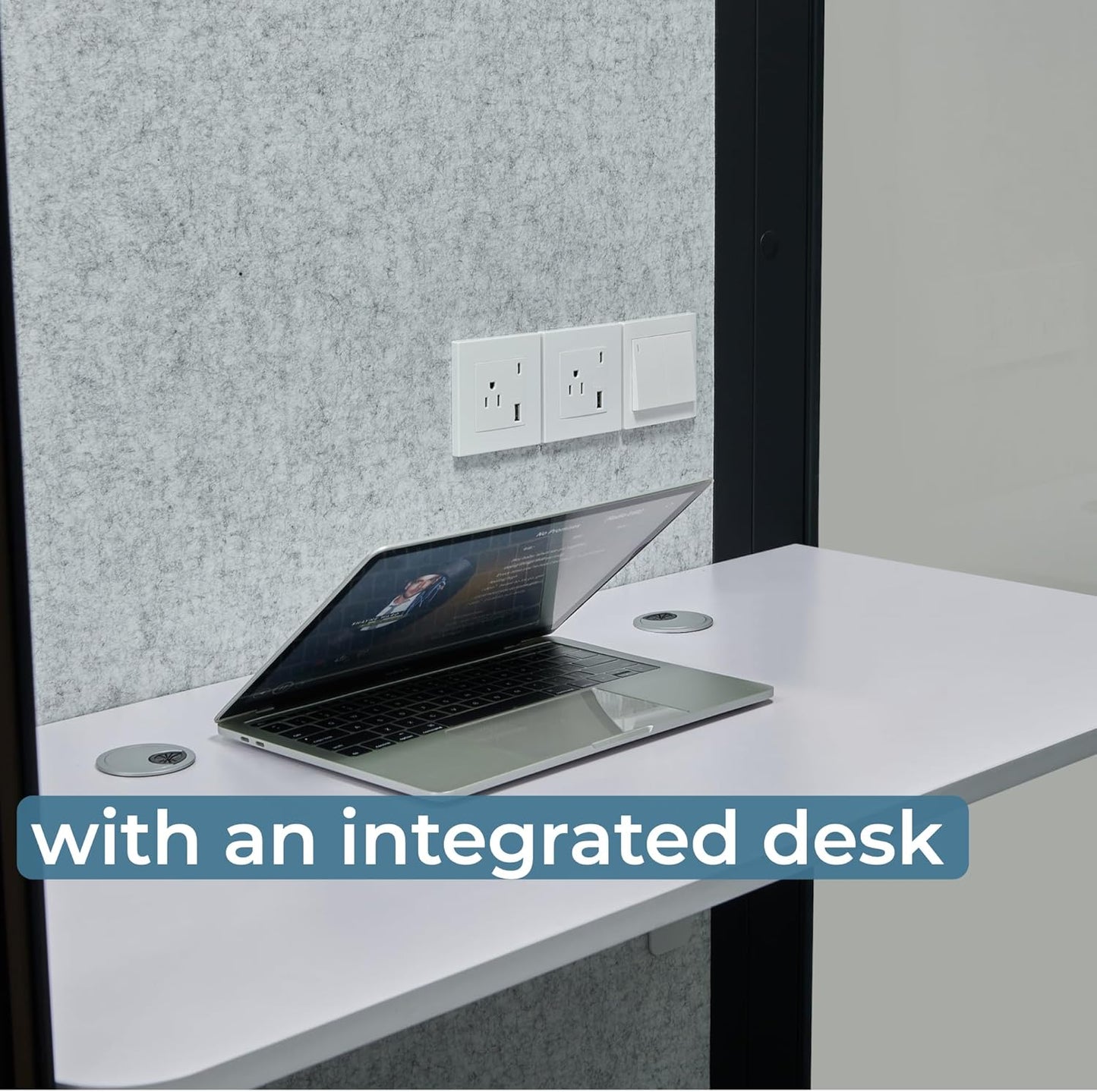 Solo Office Pod - Soundproof Mobile Office Booth with Desk, LED Light & USB Ports | Black