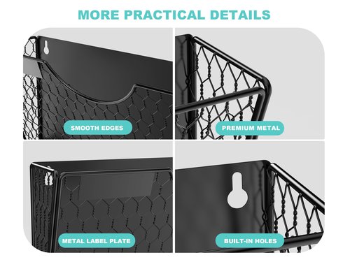 Glolaurge 1-Tier Magnetic File Holder for File Cabinets, Refrigerator, Whiteboard, Magnetic Paper Holder, Magnetic Mail Holder, Black Magnetic Folder Holder
