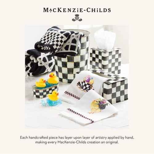 MACKENZIE-CHILDS Waste Bin, Decorative Bedroom Trash Can or Bathroom Trash Can, Black-and-White Courtly Check