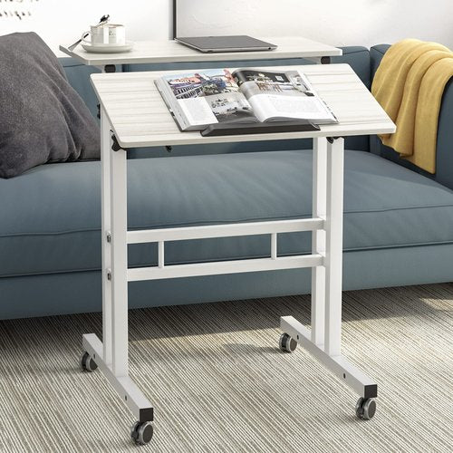 SDHYL Mobile Stand Up Desk, 24 inch Laptop Computer Desk Adjustable Standing Home Office Desks with Roller, Student Desk School Desk Simple Stand Up Desk Small Desks for Small Spaces