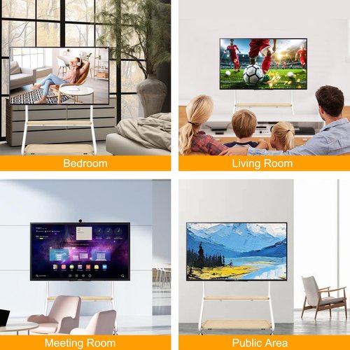 Easel Rolling TV Stand Mobile TV Cart with Wheels for 32"-75" TVs, Heavy Duty Floor TV Stand with 2-Tier Storage Shelf and Hole Platform, TV Mount Stand for Living Room, Bedroom, Holds Up to 110lbs