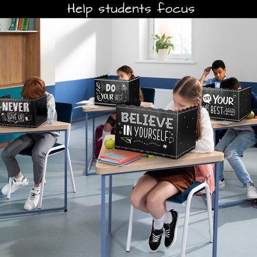 24-Pack Privacy Folders for Students Waterproof Durable Plastic Study Carrel Divider, Easy-to-Clean Classroom Desk Dividers Shield for School Teacher Supplies (Black)