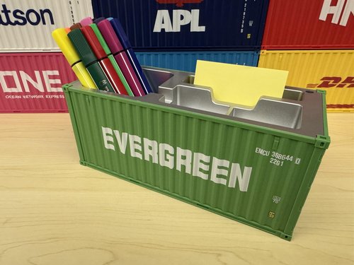 Yixoo Desk Organizer, Pen Pencil Holder, Business Name Cards Holder, Shipping Container Model Storage Box, Secret Storage Box with Multiple Compartments Office Supplies Multi-function (EVERGREEN)