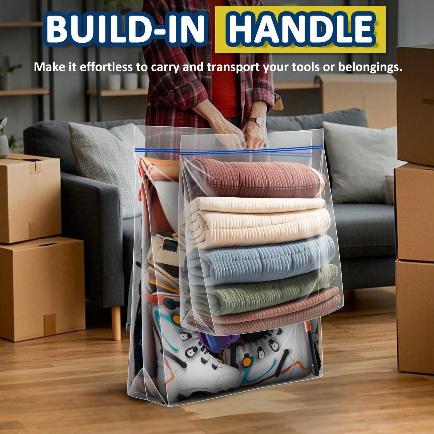 15 Gallon Large Resealable Storage Bags with zipper Top