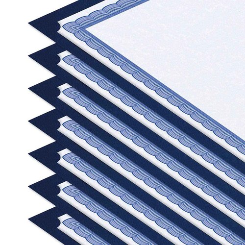 Plain Blue Certificate Holders - Pack of 25, Linen Cover 80 lb. Stock, Single-Sided, Die-Cut Corners, for Office, Business Awards, Graduation, School Diploma Holder, 9-1/2" x 12"