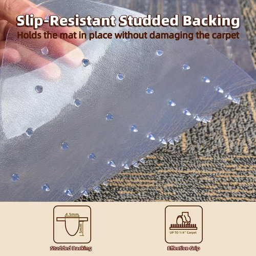 Office Chair Mat or Carpet: 36" x 48" Plastic Heavy Duty Computer Desk Mats with Lip for Low Flat and No Pile Carpeted Floor - Clear Rug Pad for Rolling Chairs Office Work Home Gaming Rectangle