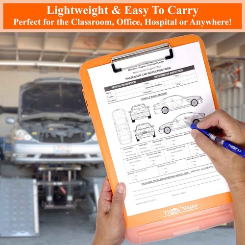 Think2Master [3 Pack] Orange Plastic Storage Clipboard with Pencil Holder. | 25% Heavier & 25% Sturdier| Heavy Duty. Nursing, Teacher & Classroom Must Have.
