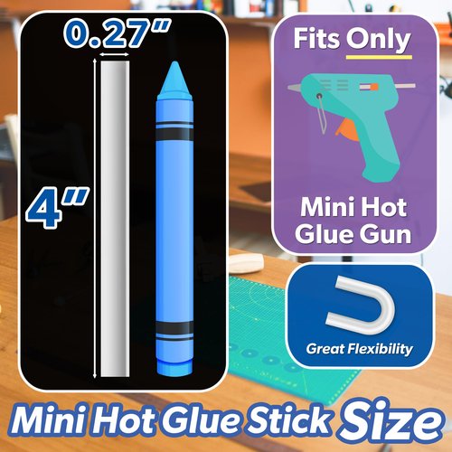 Buena Goods 200 Pack Mini Hot Glue Sticks for Mini Hot Glue Guns - 4" x 0.27" - Bond and Craft on Metal, Paper, Glass, Wood, and More - Quick Drying and Transparent Sticks Bulk