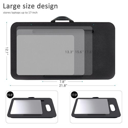 Lap Desk, Lap Desk with Cushion, Fits up to 17 inch Laptop, Pillow Designed, Portable Laptop Stand with Tray, Pad & Phone Holder, Home Office for Bed/Couch/Car/Reading/Writing,MillHome (Black)