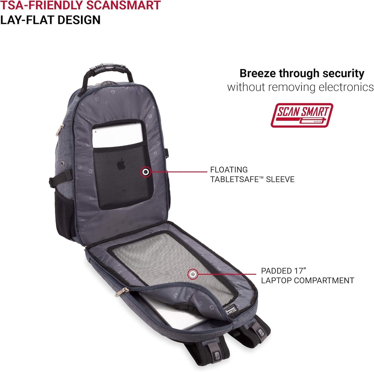 SwissGear 5977 Laptop Backpack - TSA Friendly Design for 17-Inch Laptops | Perfect for Travel & School - Grey