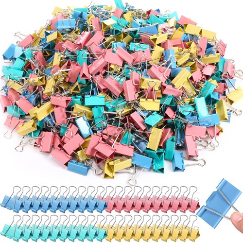 Jetec 500 Pieces 1.6 Inch Black Binder Clips Medium Paper Clamps Metal Paper Clips for Teachers Students Classroom Business Office and School Office Supplies(1.6 Inch,Colorful)