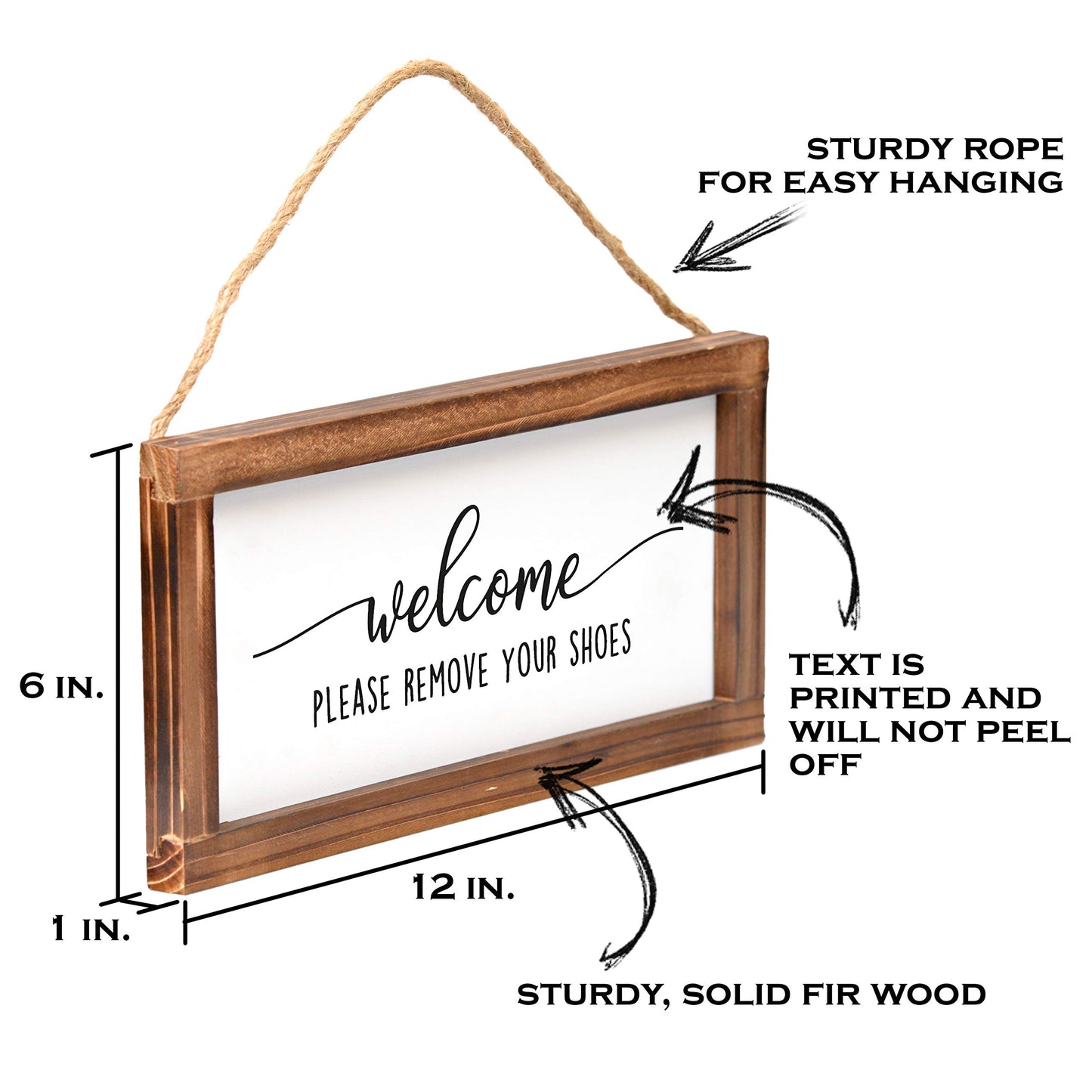 Please Remove Your Shoes Off Front Door Sign 6x12 Inch, No Shoes Home Farmhouse Decor