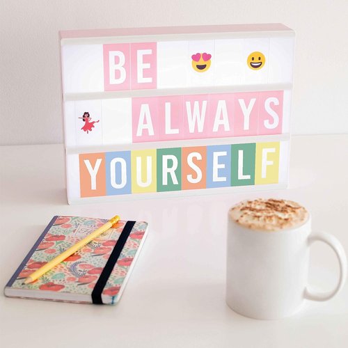 Bonnyco Pink Cinema Light Box - 400 Letters & Emojis | LED Home Decor for Girls & Women