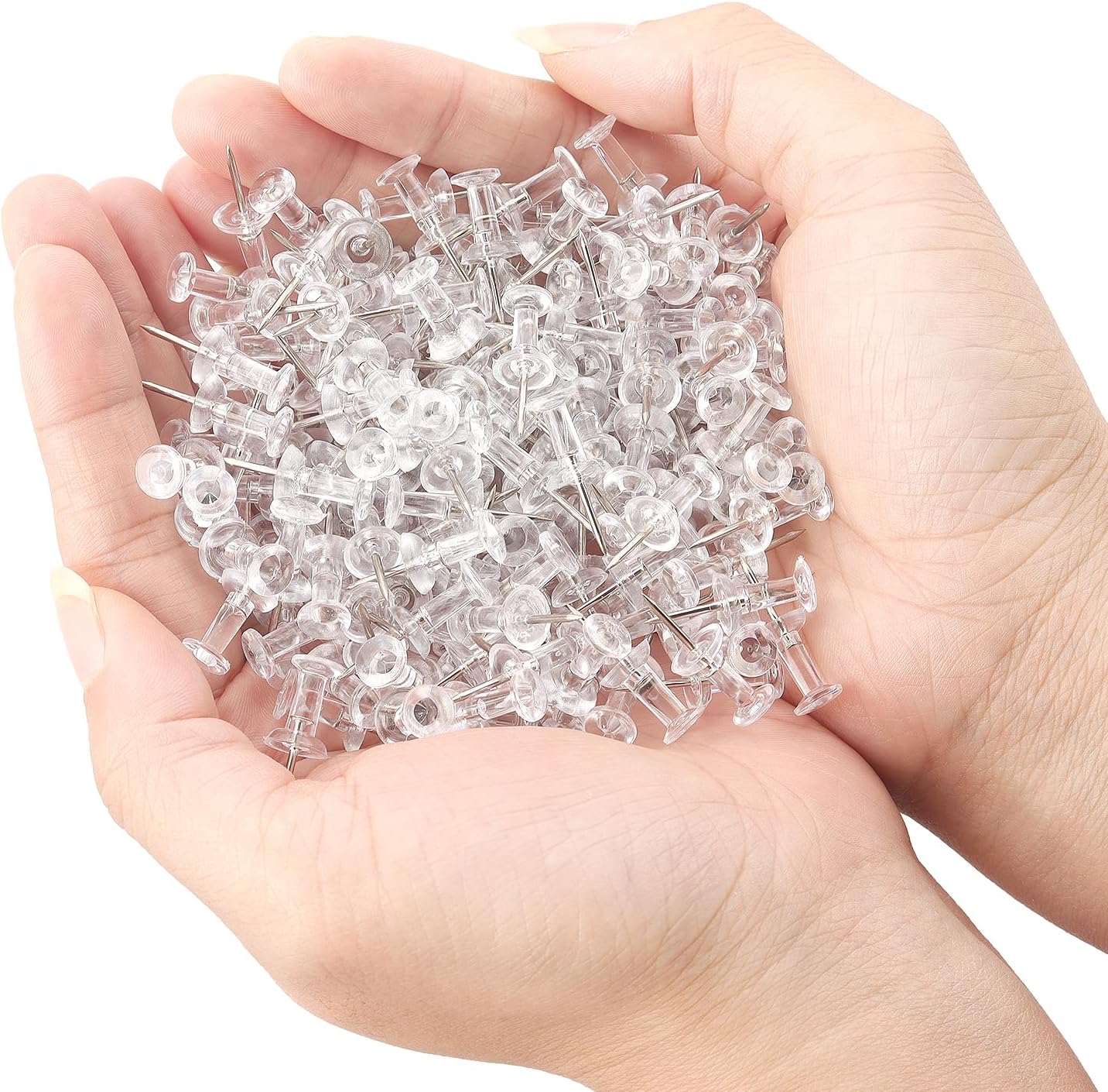 ZZTX Push Pins - 500-Pack Large Clear Thumb Tacks with Steel Point for Bulletin Boards & Offices