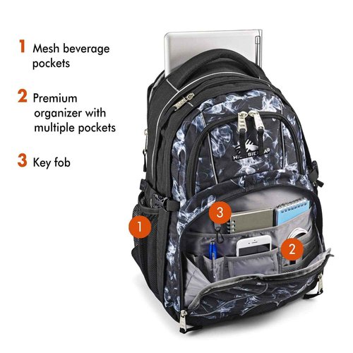 High Sierra Swerve Laptop Backpack, Black Steam/Black, One Size