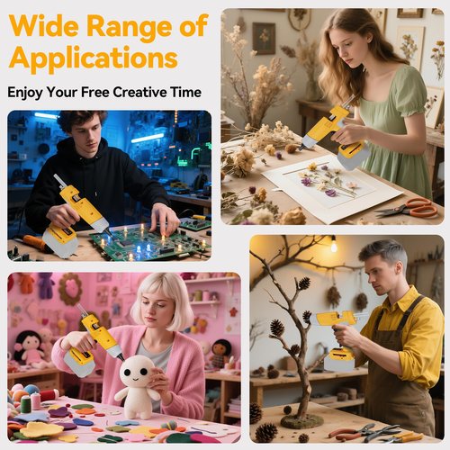 HHieratic Cordless Hot Glue Gun and Sticks Set for DeWalt 20V Battery(Tool Only),Power Heavy Duty Hot Glue Gun with Temperature Display & Glue Volume Control,Craft Glue Guns for Arts & Crafts