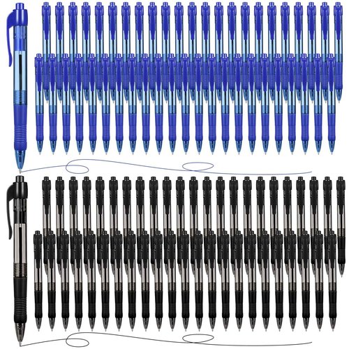 Fainne 300 Pcs Retractable Ballpoint Pens Bulk Medium Point (1.0 mm) Smooth Writing Pens for Journal Notebook Writing Office Supplies Click Pen (Blue, Black)
