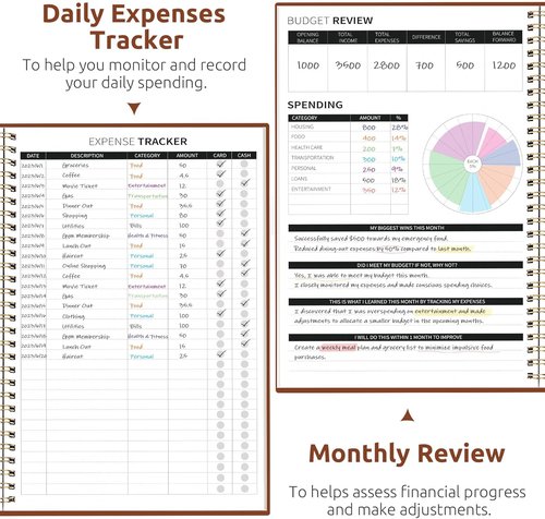 Budget Planner | Monthly Expense Tracker Notebook - Undated Bill Organizer & Finance Planner in Rust Brown