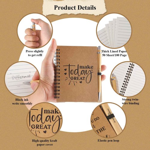 48 Pack Spiral Notebooks Sets Employee Appreciation Gifts Bulk Inspirational Journals with Motivational Pens Encouragement Notepad Thank You Gift for Team Staff Teacher Coworker