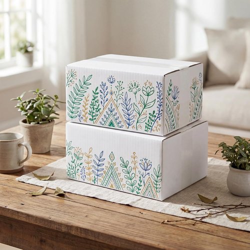 RLAVBL Shipping Boxes - 8x6x4 White Corrugated Cardboard - Set of 40 for Packing & Mailing