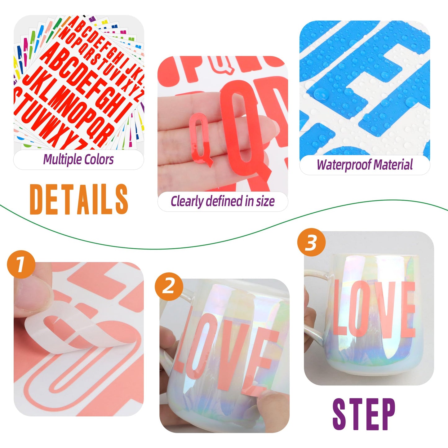 24 Sheets Letter Stickers 1272 Pcs Alphabet Sticker,1inch 2inch Self Adhesive Vinyl Letter Stickers Aesthetic Waterproof Decals for Scrapbooking,Water Bottles,Cup,Poster,Bulletin Board (Multicolor)