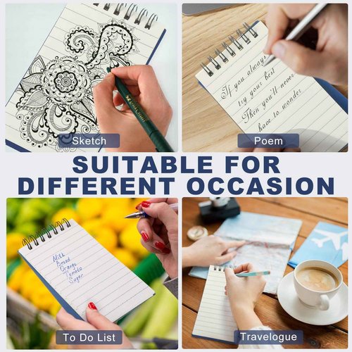 Tenceur 100 Pcs Pocket Notebook Bulk Small 3x5 Inch Spiral Notepads Mini Top Bound Notebook with Lined 120 Pages Ruled Memo Pads for Office College Nurse Essentials Back to School Gift (Blue)