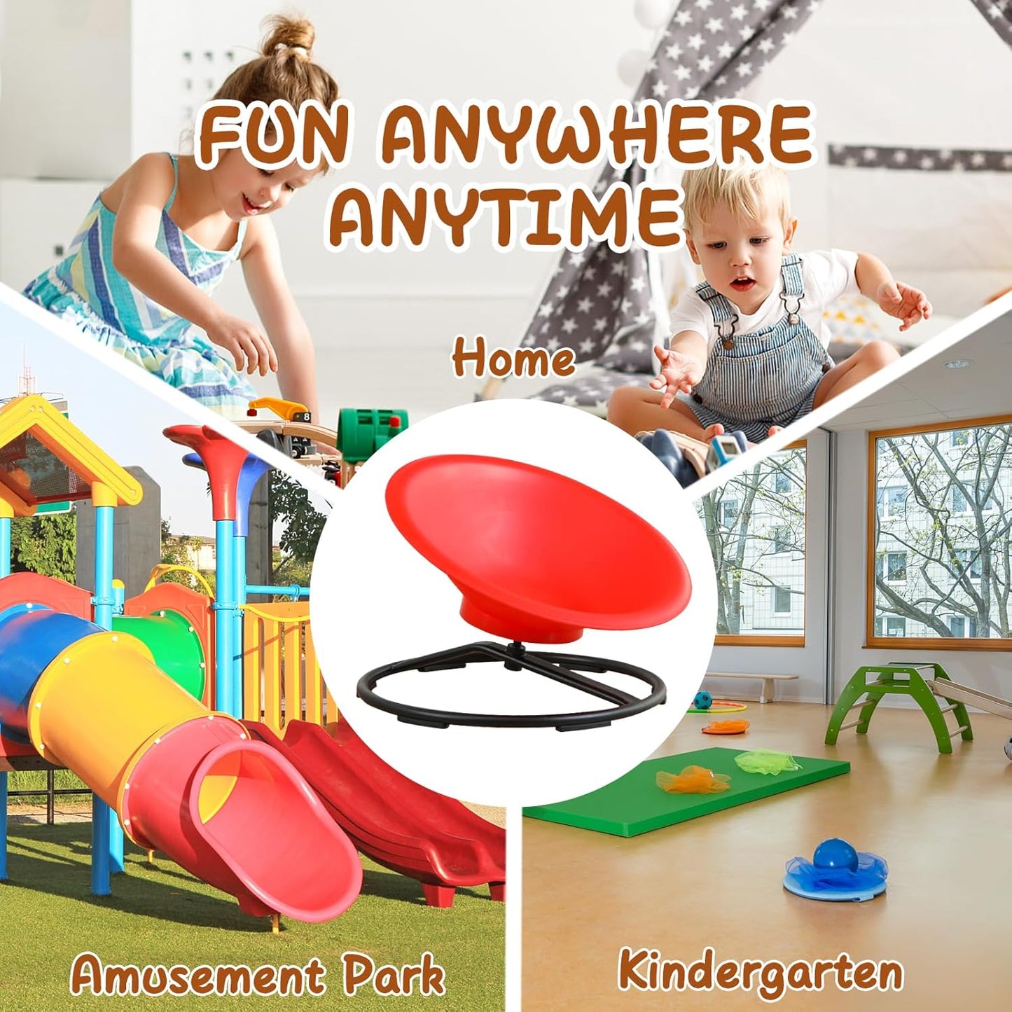 Skiennix Spinning Chair - Sensory Swivel Toy for Autistic Kids Age 3+ | Enhances Motor Skills (Red)