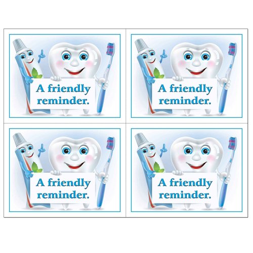 4 Up Laser Reminder Postcards, Dental Appointment Reminder Postcards. 4 Cards Perforated for Tear-Off at 4.25" x 5.5" on an 8.5" x 11" Sheet of 8 Pt Card Stock. (500)