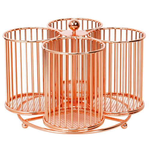 PNEUICALLY 360 Rotating Pen Holder, Large Pencil and Marker Organizer with 4 Slots, Desk Caddy Accessory (Rose Gold)