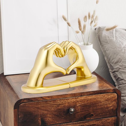 Xmeden Book Ends Heart Design for Mom, Gold Bookends for Shelves, Non-Skid Bookend, Heavy Duty Resin Book Stopper for Books, Decorative Holder, Gifts for Mother's Day 10.43 x 3.93 x 5.51’’, Gold