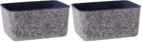 Three by Three Seattle Felt·Like·It! 6x4x2.5 Inch Felt Storage Bin for Office, Craft Room, Classroom, Living Room, Bedroom Storage (Navy) (Pack of 2)