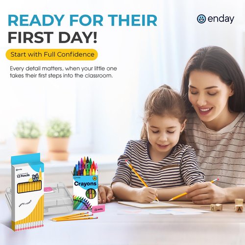 Enday Middle School Supplies Kit - 6th, 7th, and 8th Grade Back to School Supplies - 55 Piece, Premium Quality Kids School Supplies for Girls & Boys, Grades 6-8 Middle School Supplies for Kids