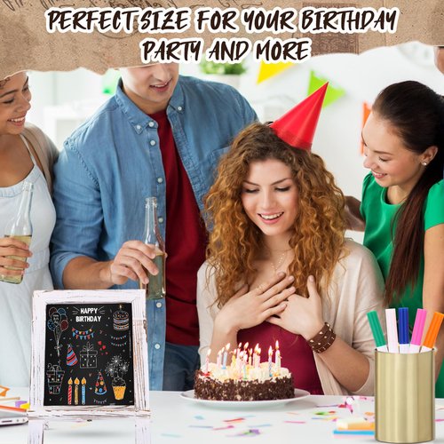 Harloon 3 Pack Office Framed Tabletop Chalkboard Sign 9.5" x 14"Rustic Wood Tabletop Chalkboard with 5 Chalk Marker Countertop Memo Board for Wedding Kitchen Birthday Café Bar Décor (White)