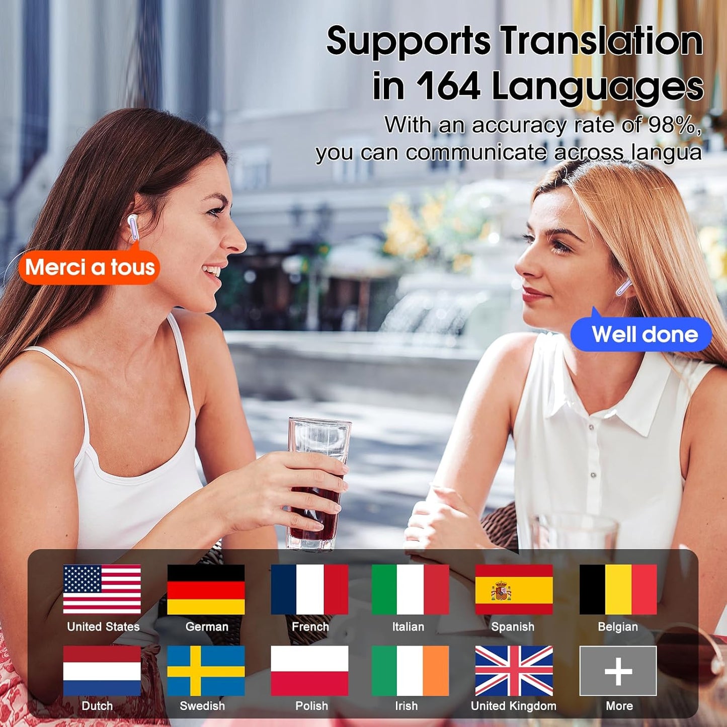 Taro Translation Earbuds - Real-Time Simultaneous Interpreter with 6 Modes & 164 Languages | Taro Purple