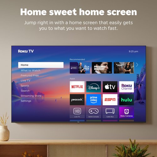 Roku Smart TV 2025 – 55-Inch Select Series, 4K HDR TV – Roku TV with Enhanced Voice Remote – Flat Screen LED Television with Wi-Fi for Streaming Live Local News, Sports, Family Entertainment