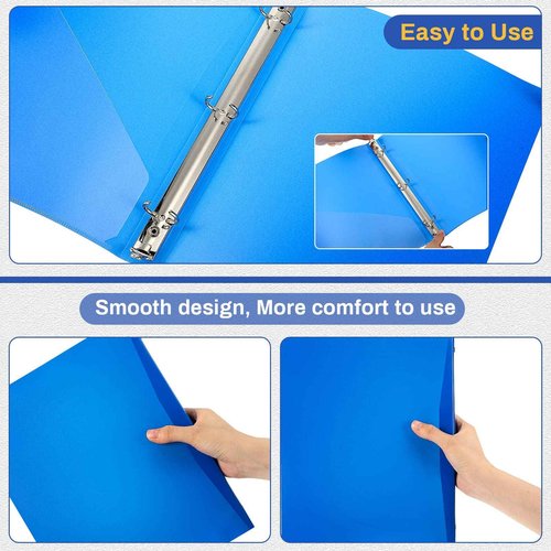 CHENGU 12 Pieces 0.75 Inch Binders 3 Ring Holds 200 Sheets Paper 0.75 Inch Plastic Binder with Pocket Round 3 Ring Letter Size for School Office Supplies