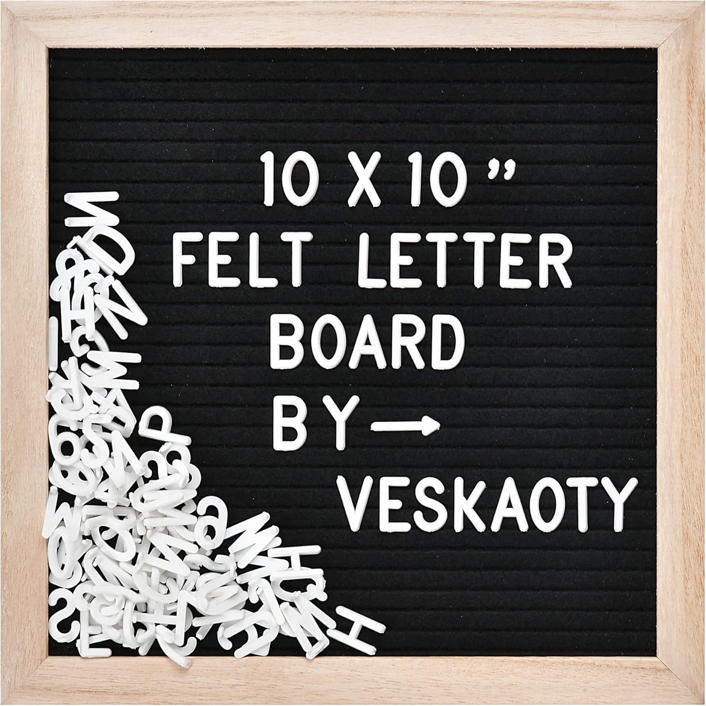 Skiennix Felt Letter Board - 10x10 Inch Changeable Message Board with 294 Letters & Wooden Frame