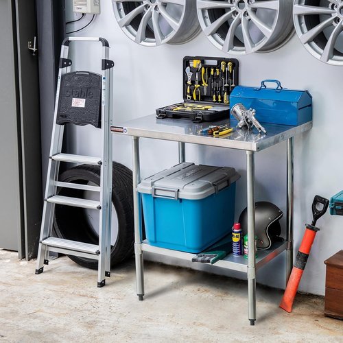 DuraSteel 30x36 Stainless Steel Work Table - NSF Commercial Prep Table with Under Shelf | Versatile Kitchen & Outdoor Use