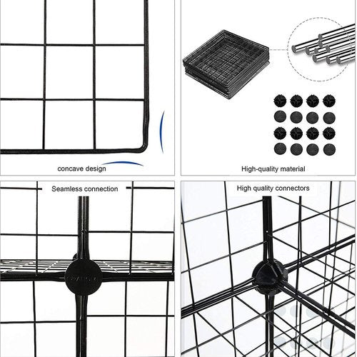 C&AHOME Wire Cube Storage - 9-Cube Organizer, Metal Grids, Modular Bookshelf, Closet Cabinet, Ideal for Home, Living Room, Office - 36.6'L x 12.4'W x 48.4'H Black
