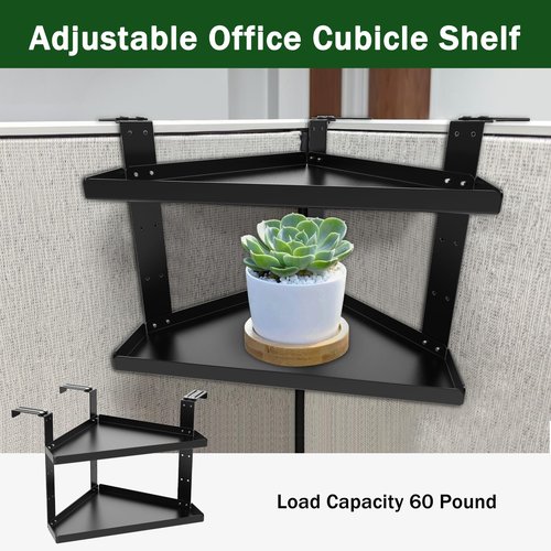 Fixirons 2 Layers Office Cubicle Shelf for Office Decor Corner Shelf for Cubicle Height Adjustable Cubicle Corner Shelf with Hooks