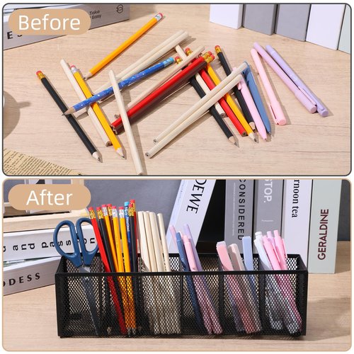 mekueeex 2 Pcs Mesh Desk Organizer Metal Mesh Pen Holder Desktop Stationery Pencil Caddy Organizer Basket