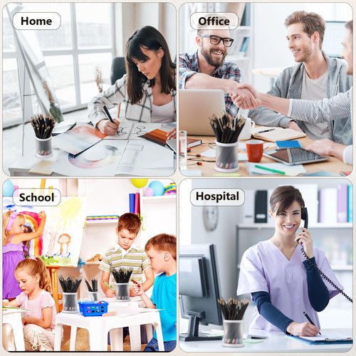 Sherr 50 pcs Pen Holder Cups Bulk for Desktop Storage Plastic Stationery Round Pencil Makeup Marker Organizers Cosmetics Makeup Brush Container for Office Desk Home School Supplies (White)